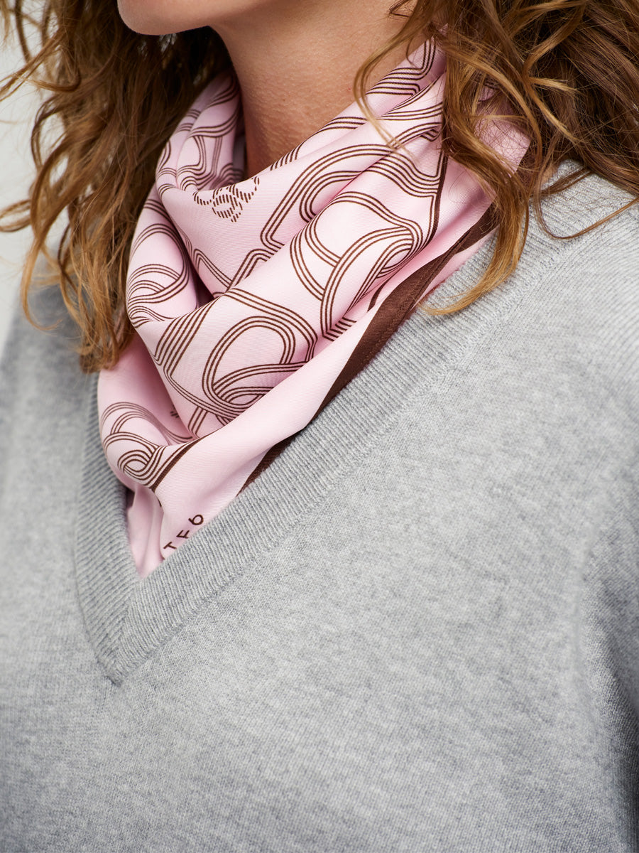 Dante 6 Monogram Satiinihuivi Vaaleanpunainen