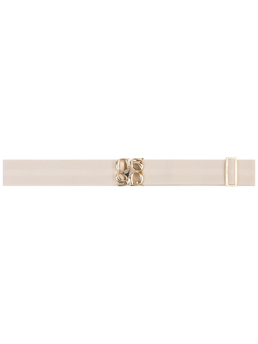 Dante 6 Motif Logo Tape Belt Gold Butter Cream