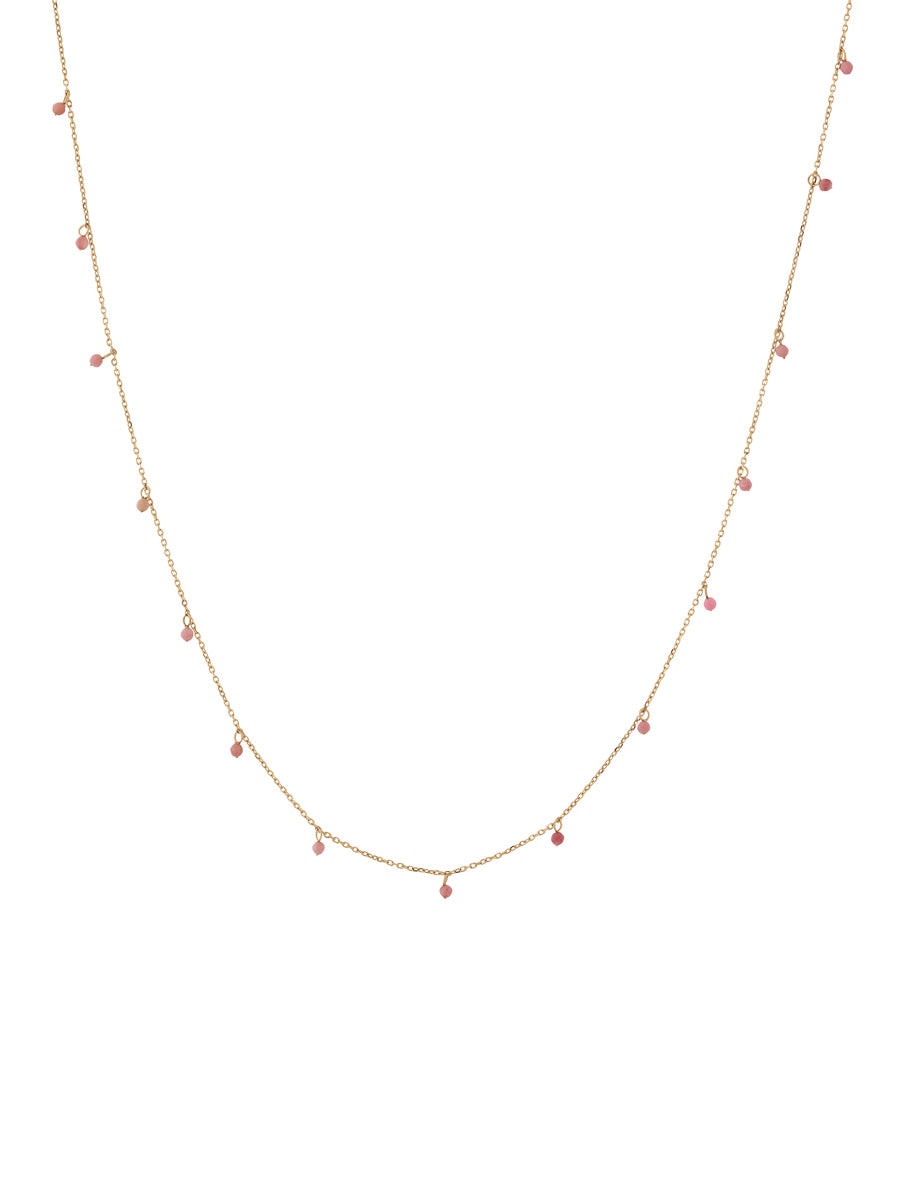 Edblad Summer Beads Chain Necklace Pink Gold