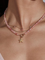 Edblad Summer Beads Chain Necklace Pink Gold