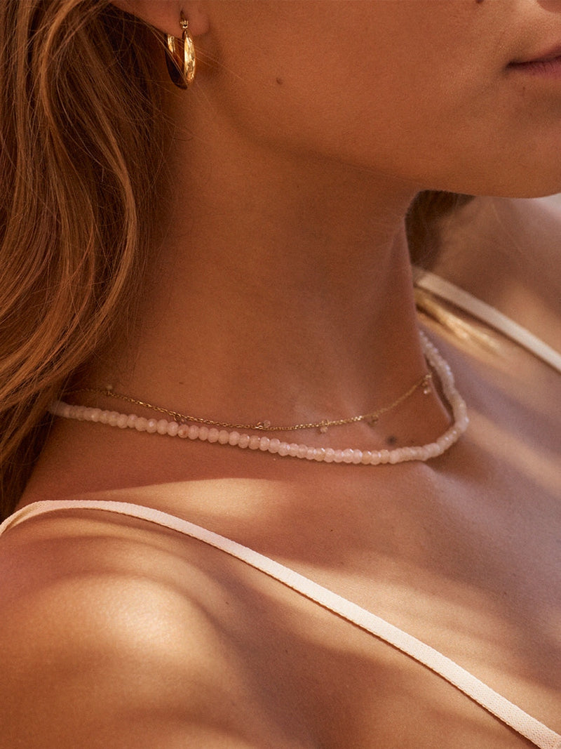Edblad Summer Beads Chain Necklace White Gold