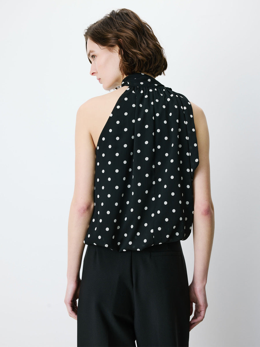 Grace & Mila Amiel Pilkullinen Halterneck-toppi Musta/valkoinen