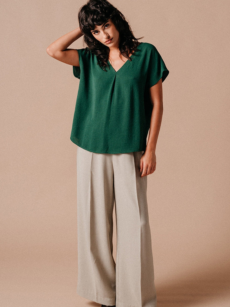 Grace & Mila Lemon Woven Top Vert