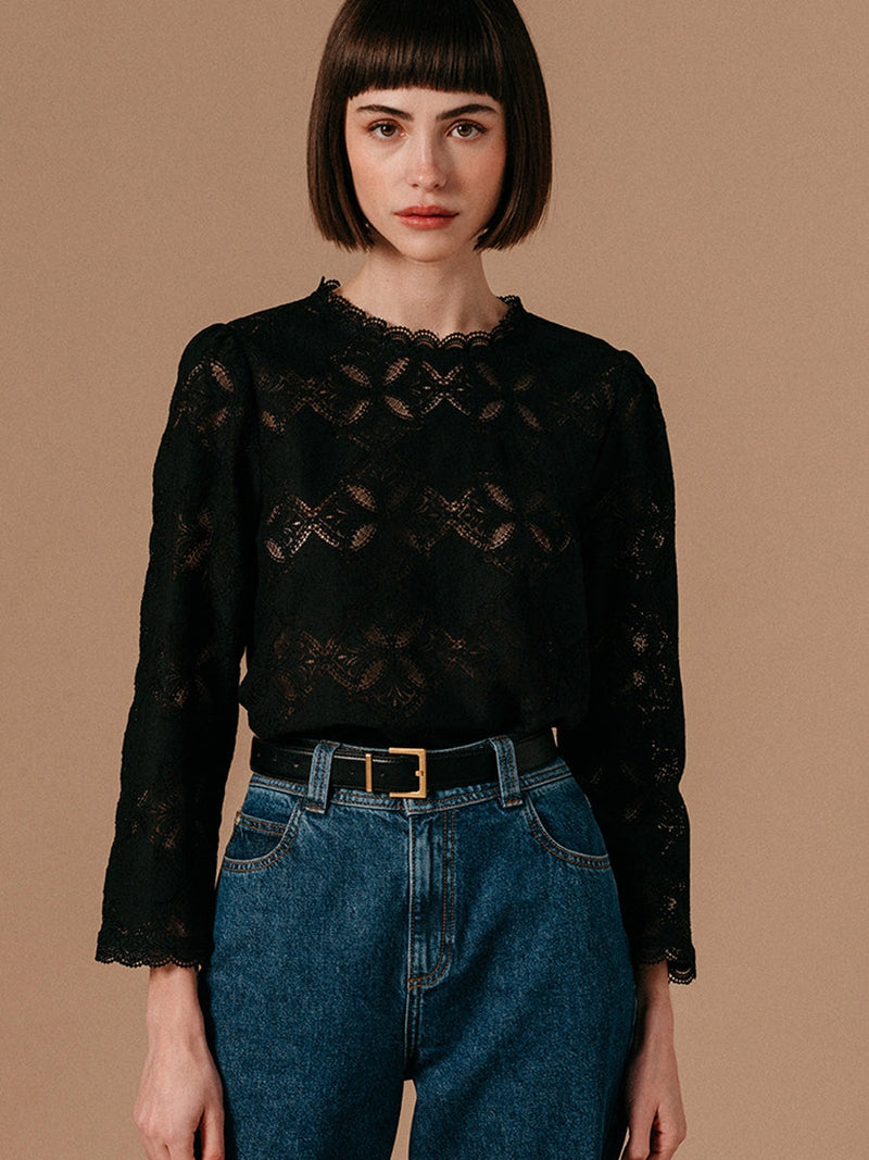 Grace & Mila Leonard Woven Top Noir
