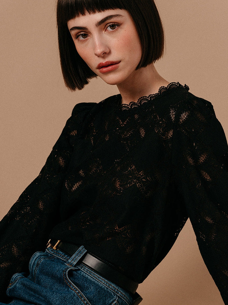 Grace & Mila Leonard Woven Top Noir