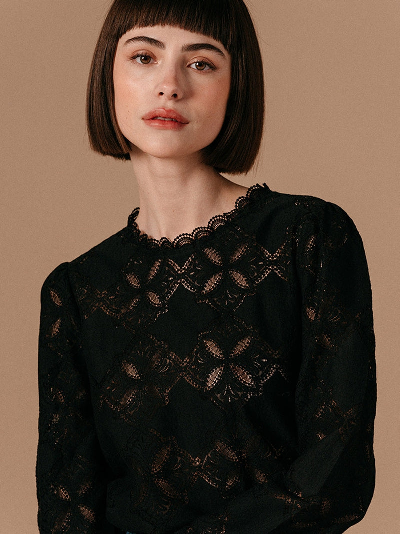 Grace & Mila Leonard Woven Top Noir