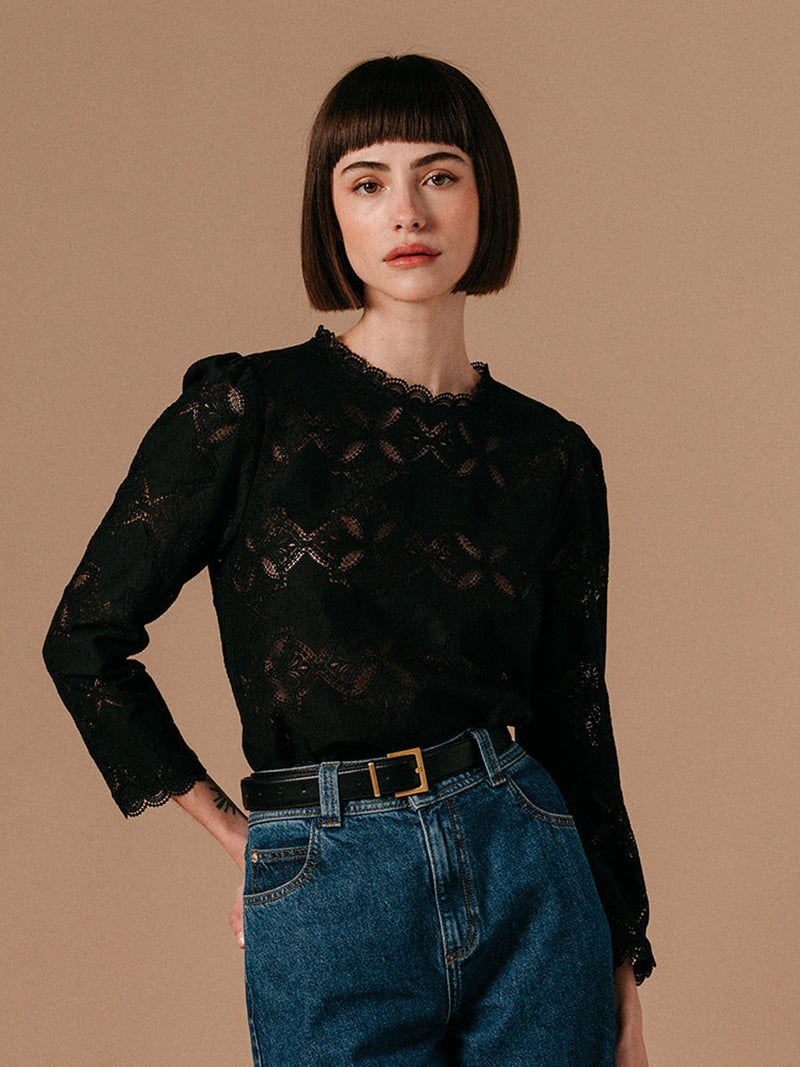Grace & Mila Leonard Woven Top Noir