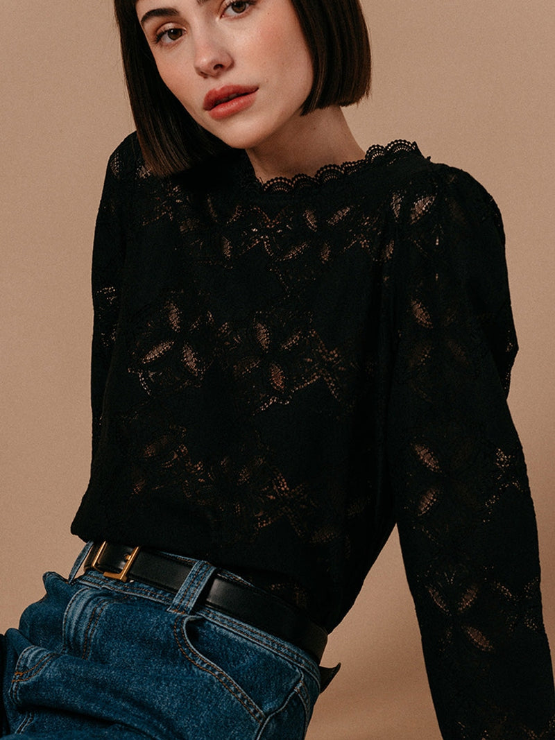 Grace & Mila Leonard Woven Top Noir