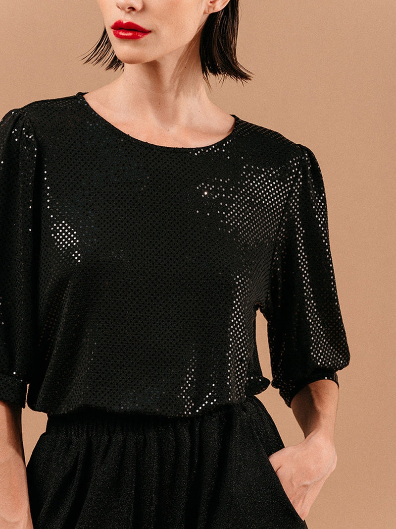 Grace & Mila London Woven Top Noir