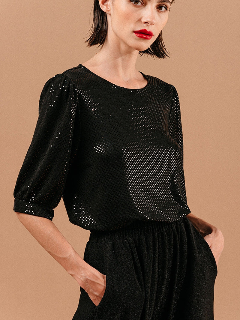 Grace & Mila London Woven Top Noir