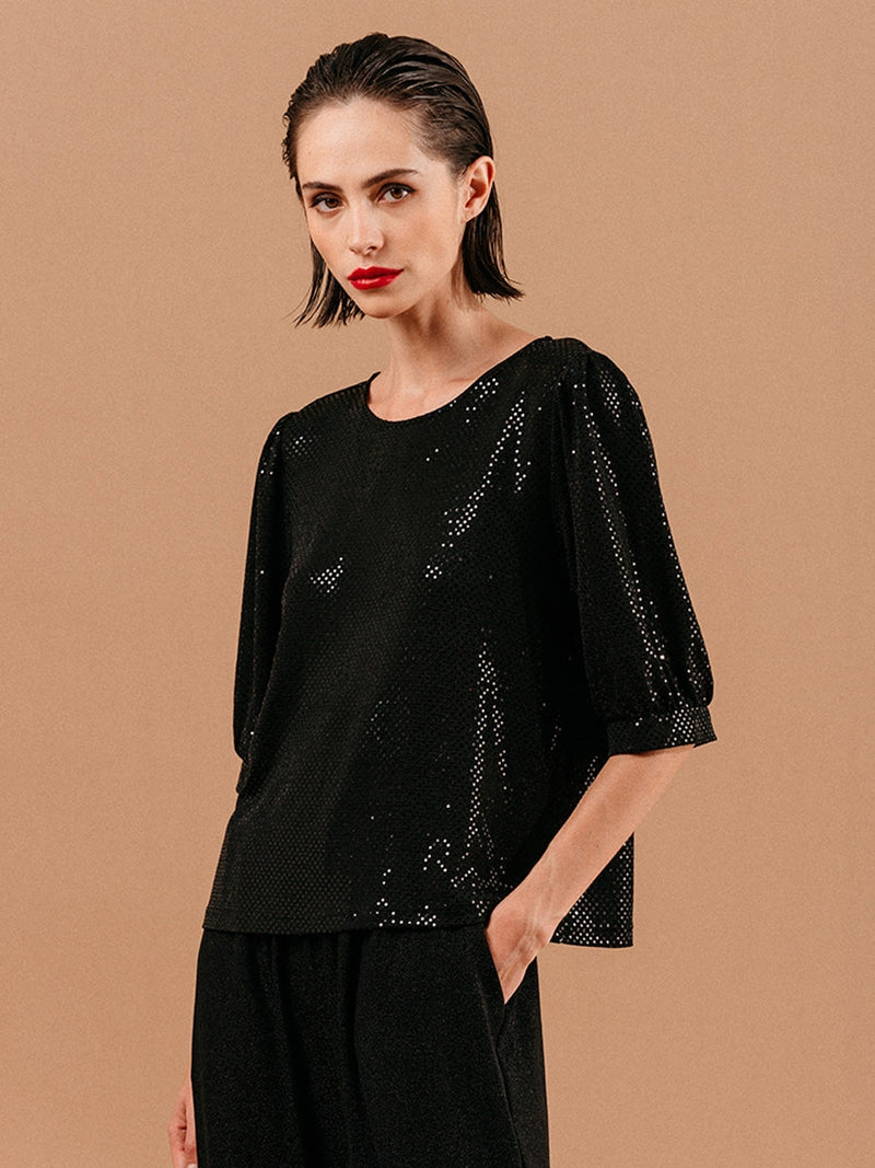 Grace & Mila London Woven Top Noir