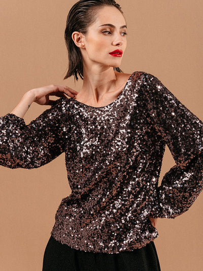 Grace & Mila Ludmila Woven Top Chocolat