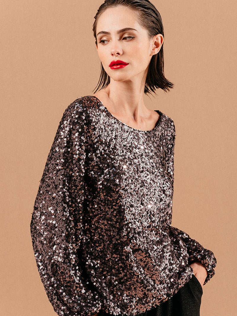 Grace & Mila Ludmila Woven Top Chocolat