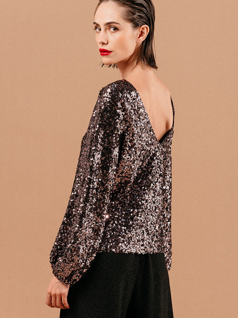 Grace & Mila Ludmila Woven Top Chocolat