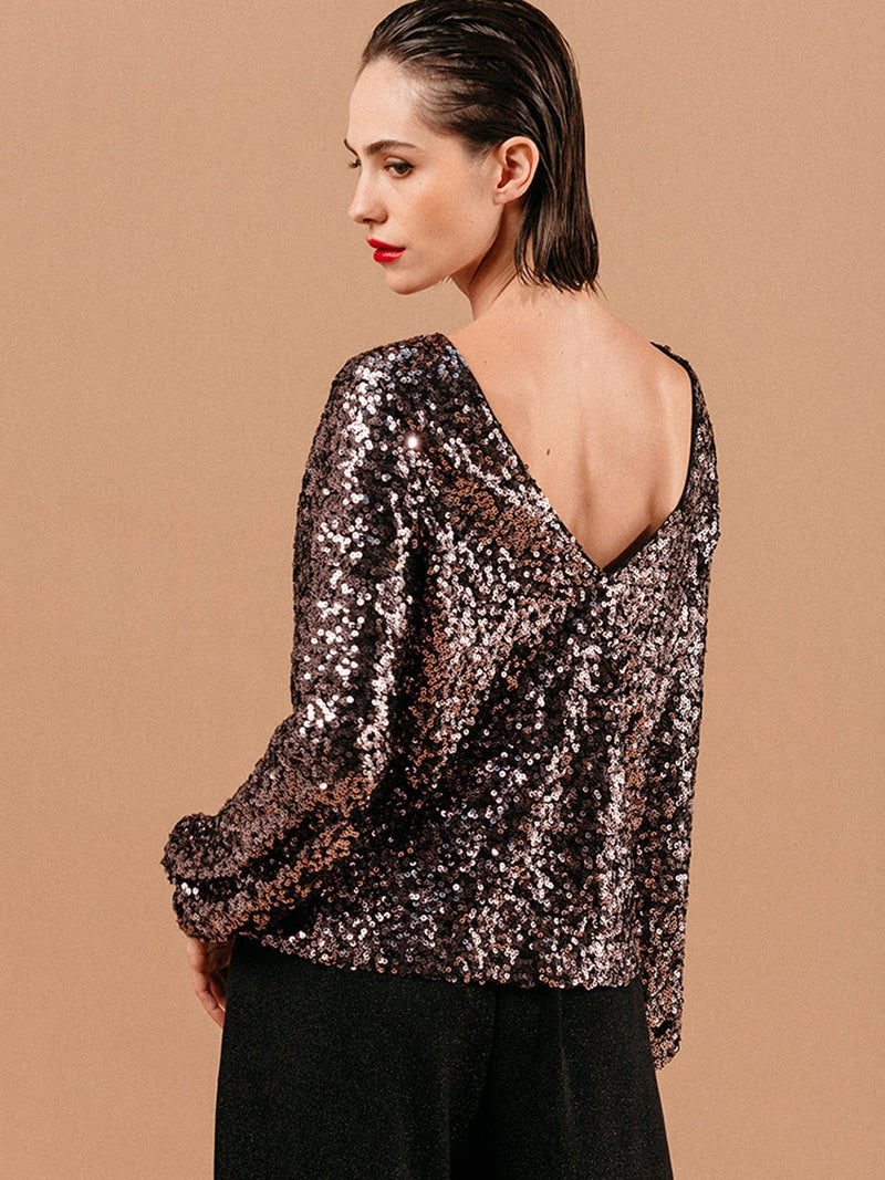 Grace & Mila Ludmila Woven Top Chocolat