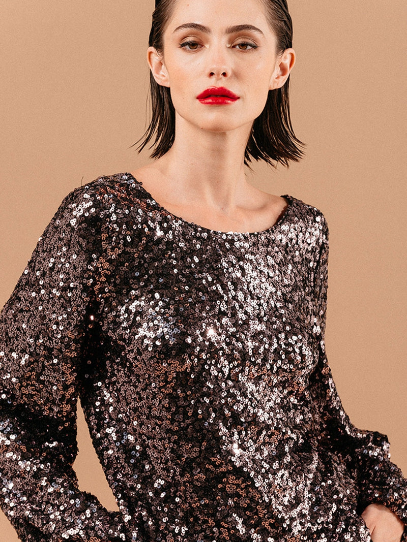 Grace & Mila Ludmila Woven Top Chocolat