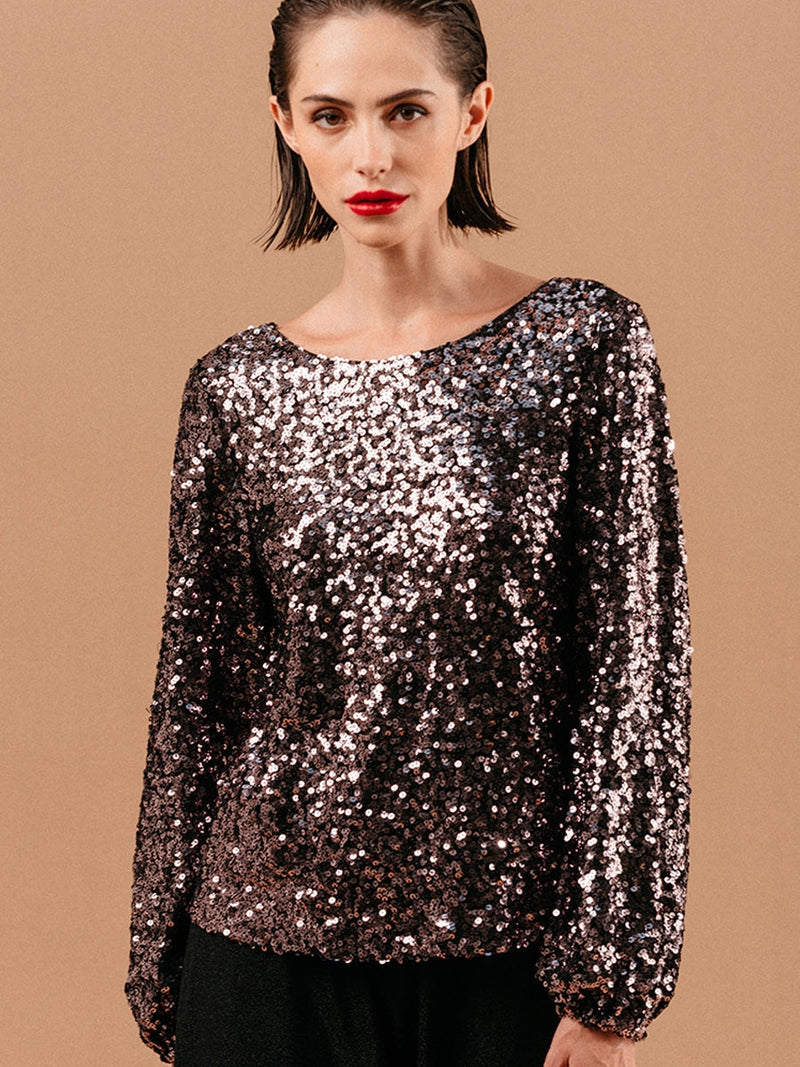 Grace & Mila Ludmila Woven Top Chocolat
