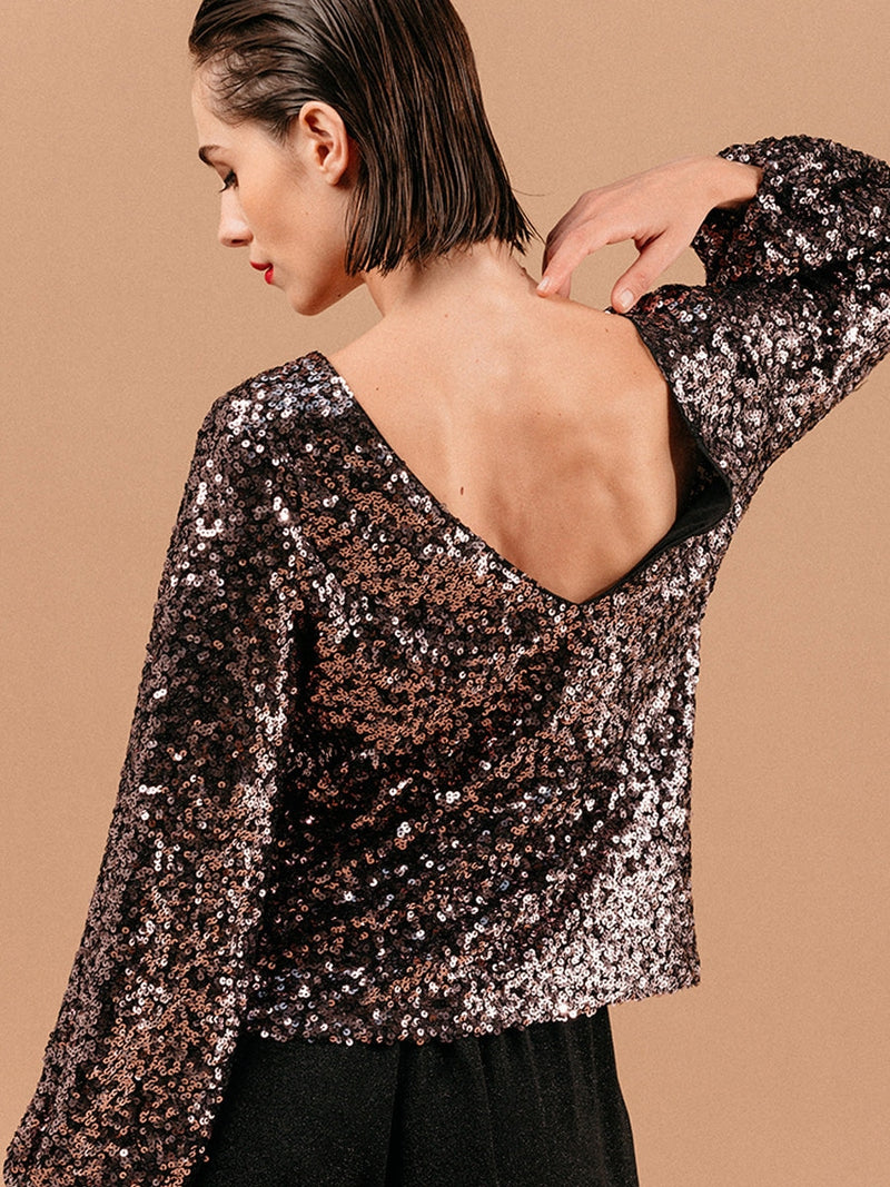 Grace & Mila Ludmila Woven Top Chocolat