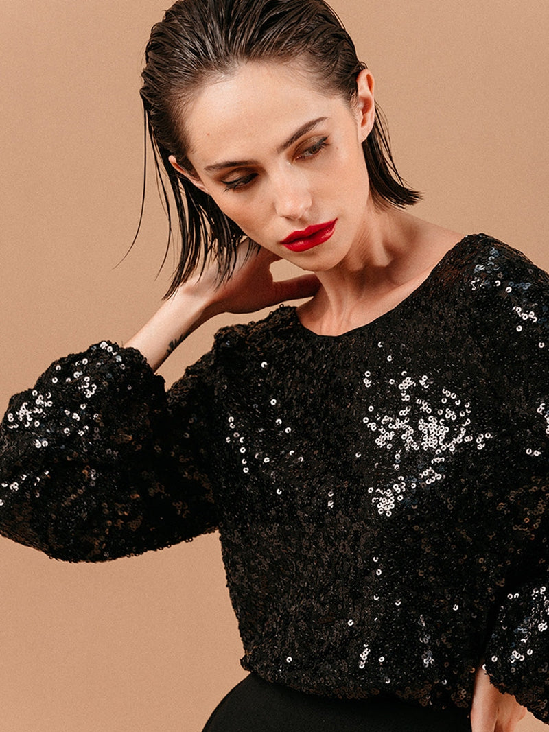 Grace & Mila Ludmila Woven Top Noir