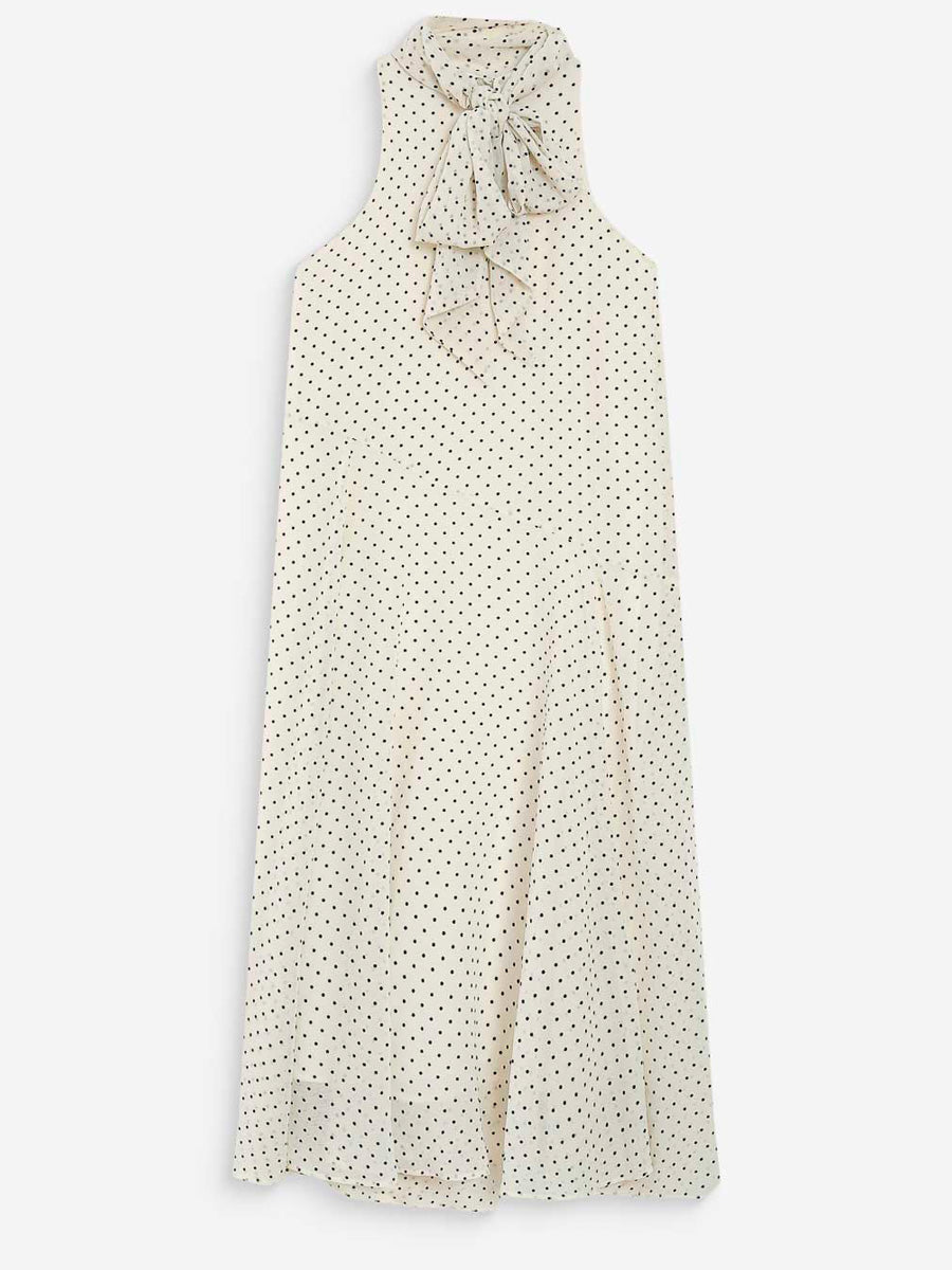 Grace & Mila Valoria Halterneck Pitkä Pilkkumekko Valkoinen