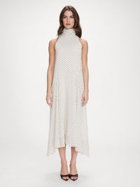 Grace & Mila Valoria Halterneck Pitkä Pilkkumekko Valkoinen