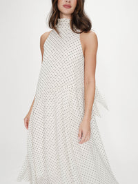 Grace & Mila Valoria Halterneck Pitkä Pilkkumekko Valkoinen