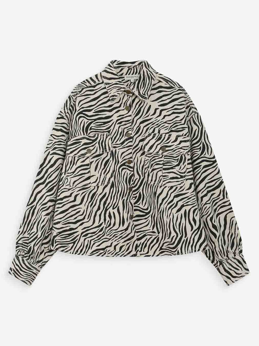 Grace & Mila Vana Seeprakuviollinen Paitatakki Musta/valkoinen