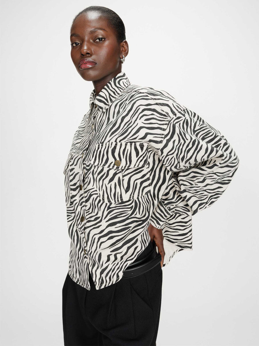 Grace & Mila Vana Seeprakuviollinen Paitatakki Musta/valkoinen