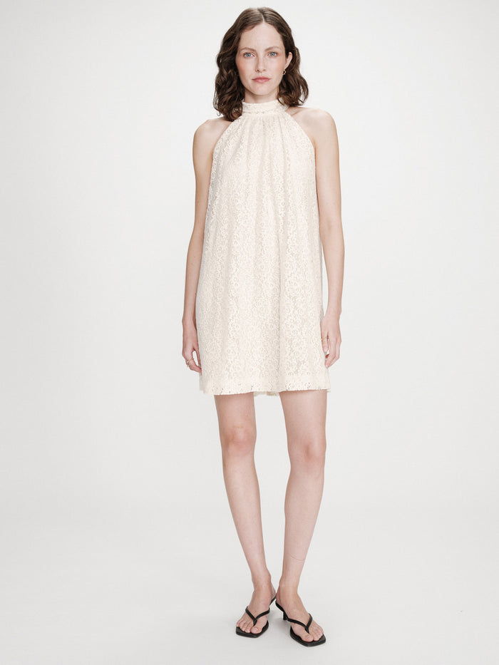 Grace & Mila Vasarely Lyhyt Halterneck Pitsimekko Luonnonvalkoinen