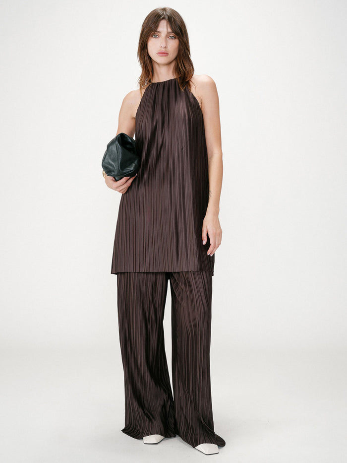 Grace & Mila Wilona Pliseerattu Mekko Ruskea