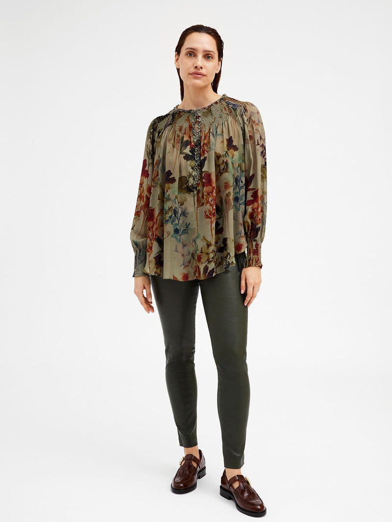 Gustav Denmark Amber Chiffon Shirt Jade Sheen