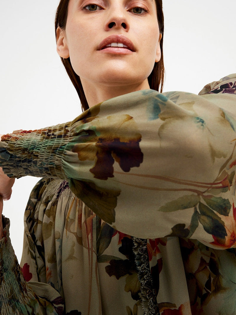 Gustav Denmark Amber Chiffon Shirt Jade Sheen