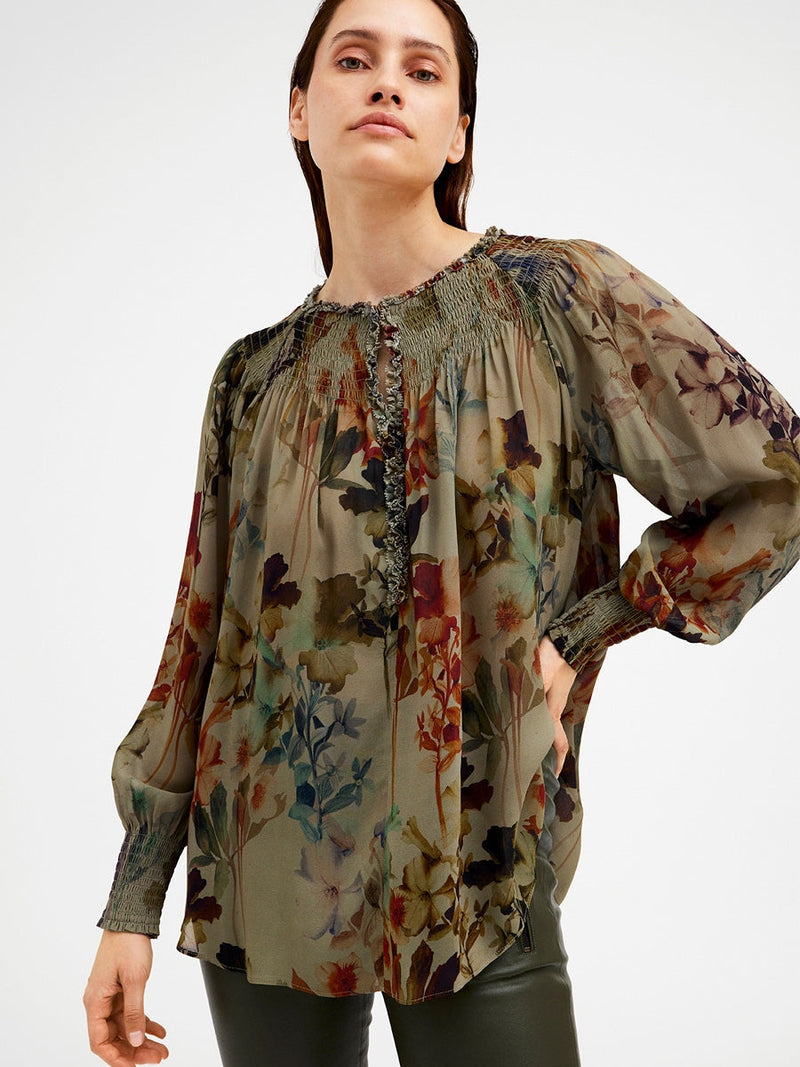 Gustav Denmark Amber Chiffon Shirt Jade Sheen