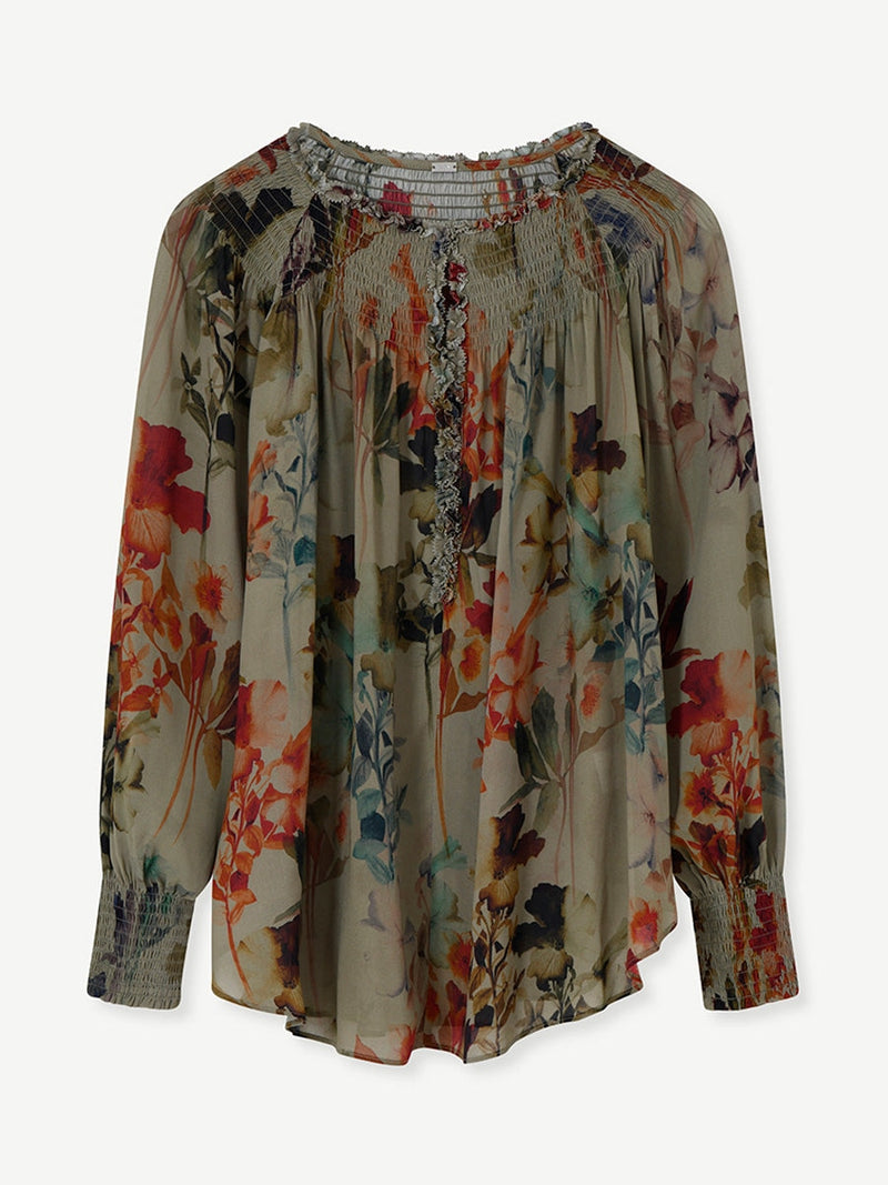 Gustav Denmark Amber Chiffon Shirt Jade Sheen