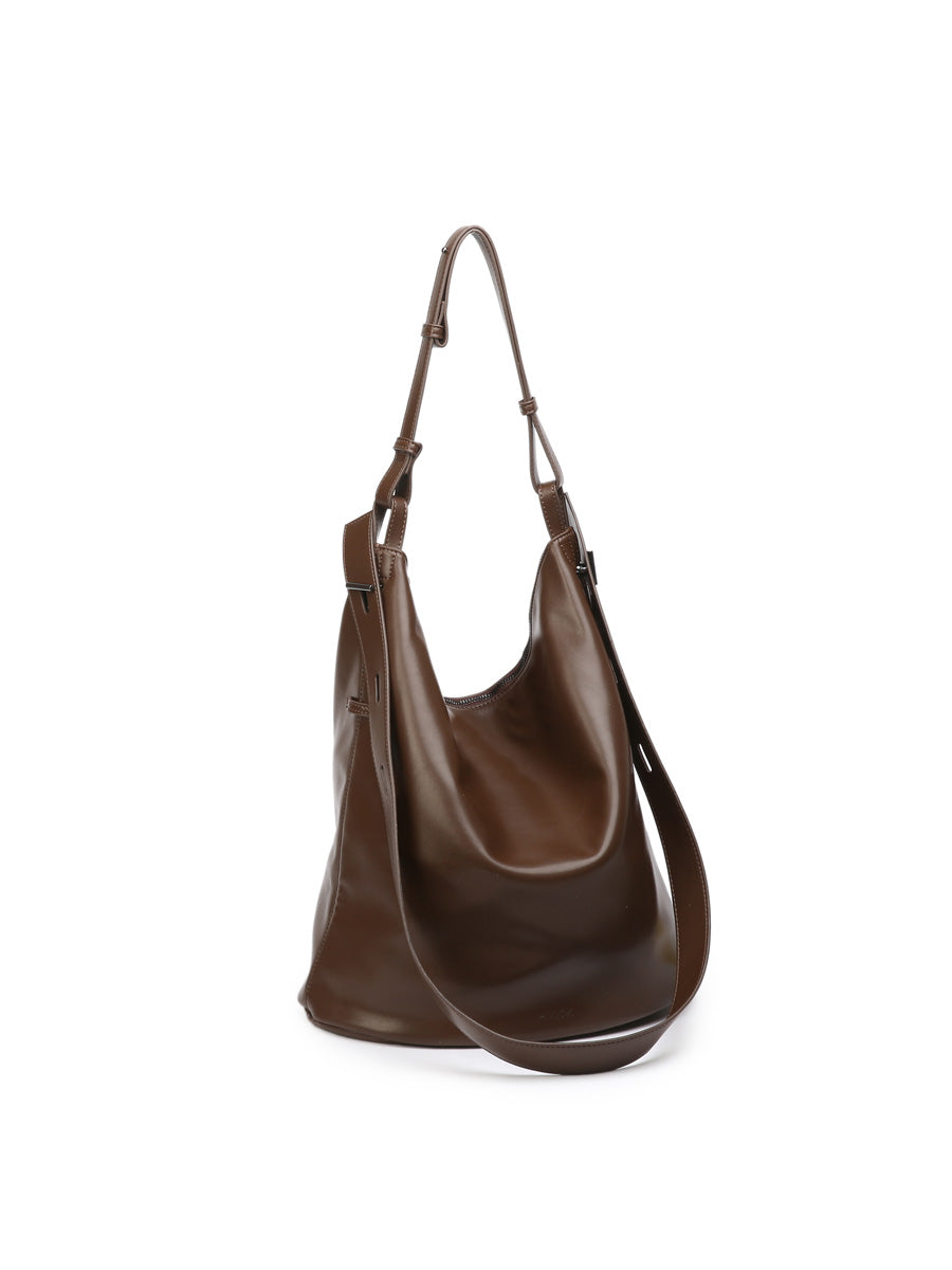 HVISK Emmett Glossy Structure Olkalaukku Ruskea