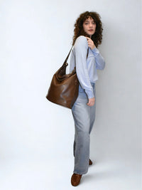 HVISK Emmett Glossy Structure Olkalaukku Ruskea