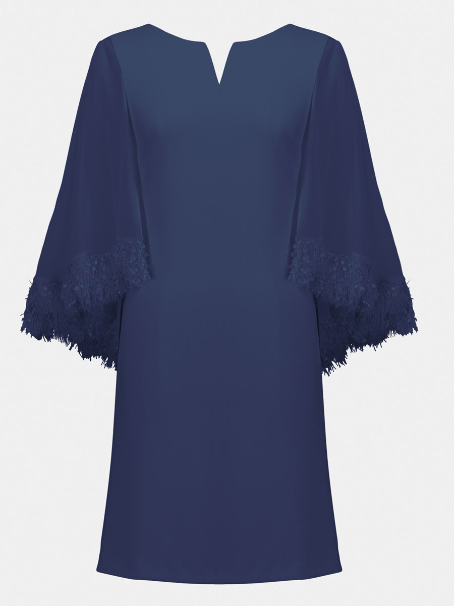 A-line dress with chiffon cape