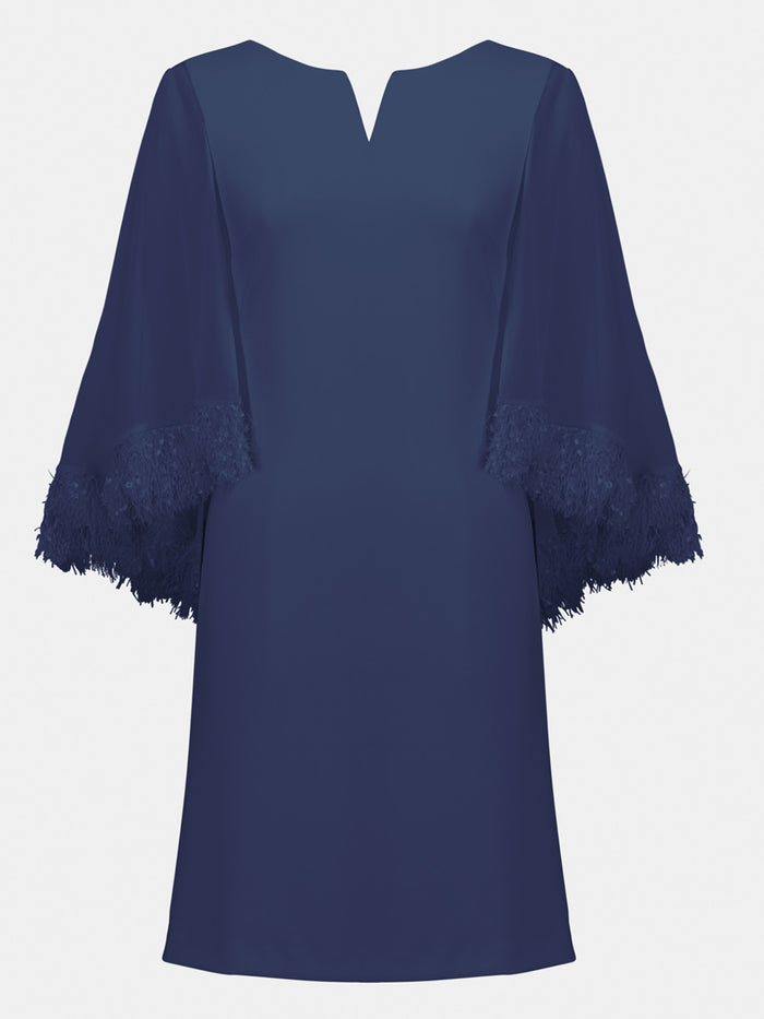 A-line dress with chiffon cape