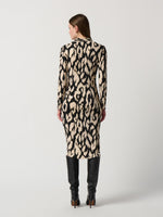 Joseph Ribkoff Animal Print Foil Sheath Dress Black Beige