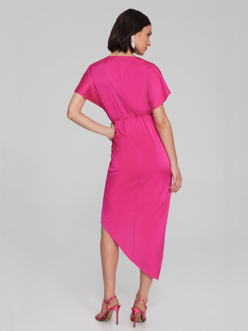 Joseph Ribkoff Satin asymmetrical dress Shocking pink