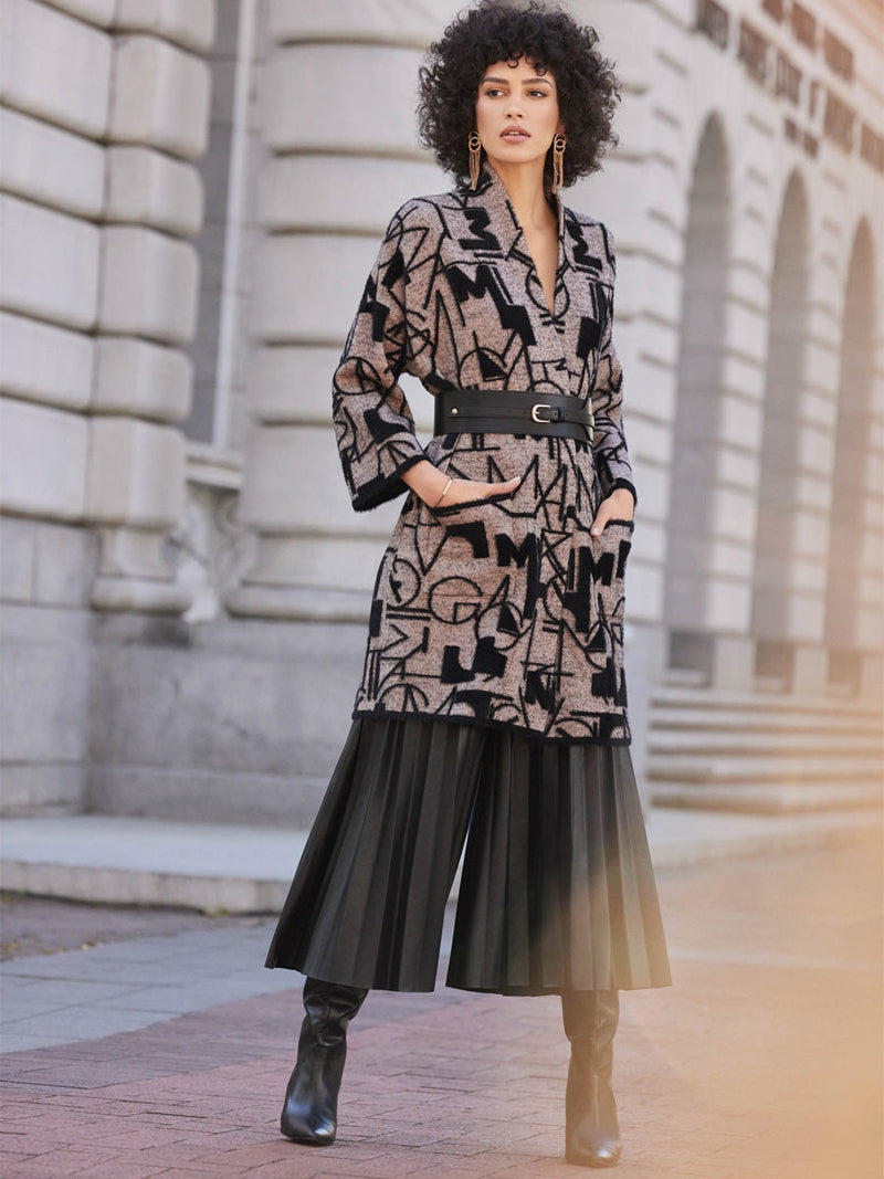 Joseph Ribkoff Bell Sleeve Cardigan Oatmeal Black