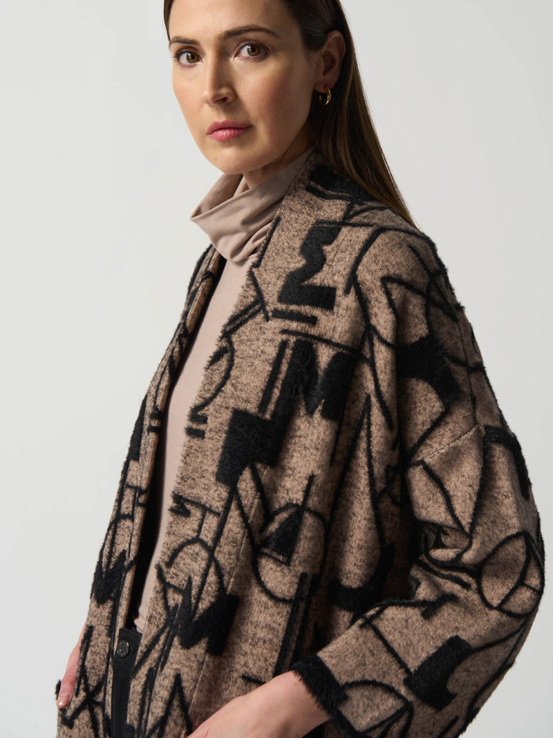 Joseph Ribkoff Bell Sleeve Cardigan Oatmeal Black