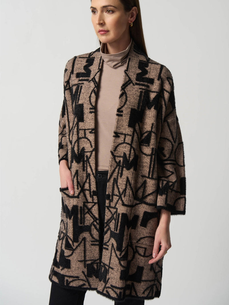 Joseph Ribkoff Bell Sleeve Cardigan Oatmeal Black