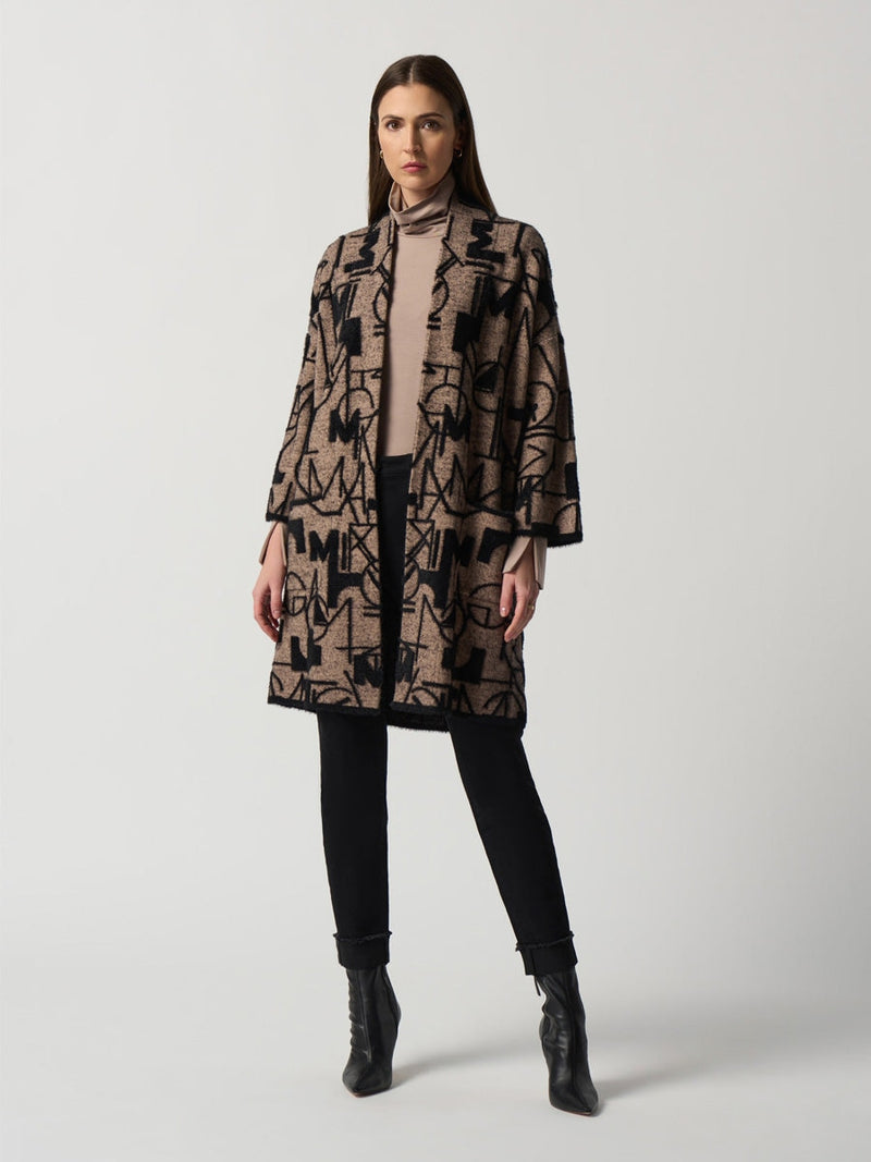 Joseph Ribkoff Bell Sleeve Cardigan Oatmeal Black