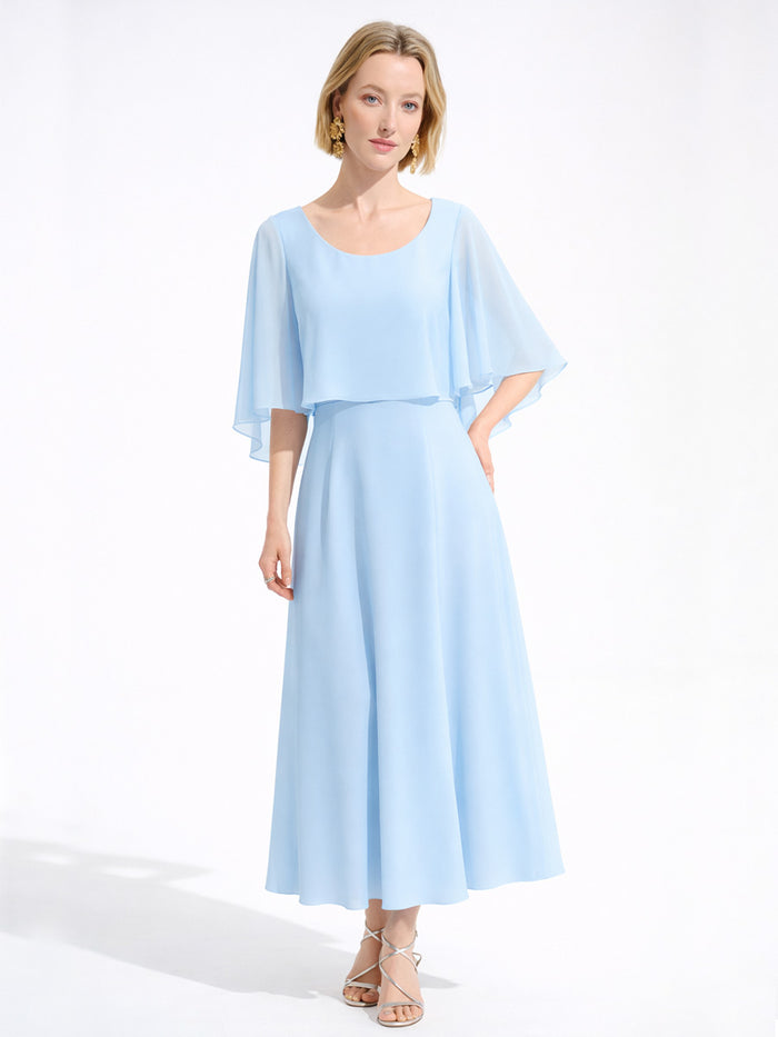 Dress with chiffon overlay