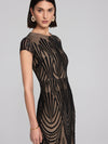 Joseph Ribkoff Embroidered lace trumpet gown Black Nude