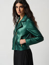 Joseph Ribkoff Metallic Biker Jacket Emerald