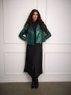 Joseph Ribkoff Metallic Biker Jacket Emerald