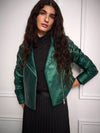 Joseph Ribkoff Metallic Biker Jacket Emerald