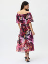 Joseph Ribkoff Off Shoulder Chiffon Dress Midnight Blue Multi